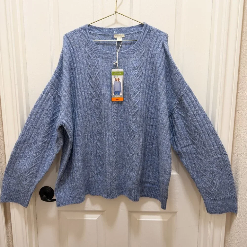 Legendary Outfitters Women's Cable Knit Sweater Size XXL Blue Heather Cozy Soft